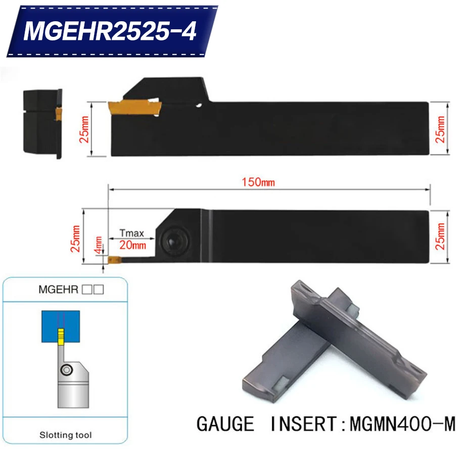 

MGEHR2525-4 Extermal Parting and Grooving Turning Tool Holder For MGMN400 Insert Right Hand Boring Bars MGMN 400 cnc machine