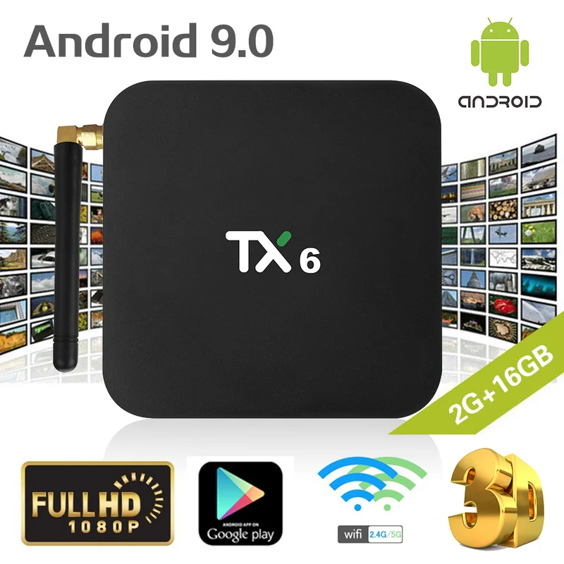 TX6 Smart tv Box четырехъядерный процессор 2 ГБ+ 16 ГБ Android 9,0 телеприставка 100 м двойной 2,4/5 ГГц Wi-Fi HD медиаплеер Поддержка WiFi TF карта 4K