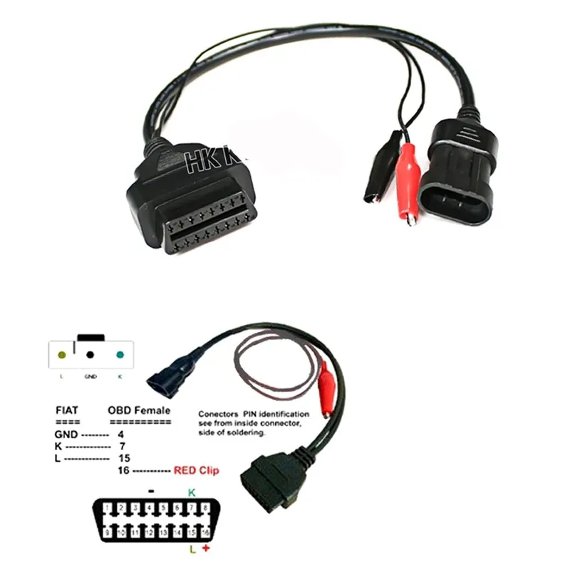 KWOKKER OBD 2 для Fiat Alfa Lancia 3 Pin к OBD 2 диагностический Соединительный адаптер удлинитель 16 Pin женский хорошее качество