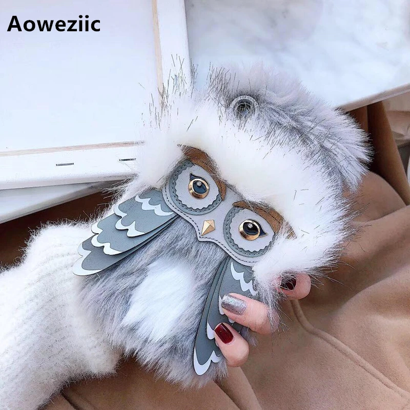 

Aoweziic New autumn and winter owl plush for iPhone X XS MAX XR mobile phone case 6s 7 8plus silicone shatter-resistant shell