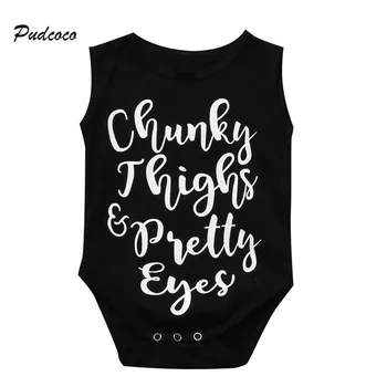

Pudcoc Newborn Infant Baby Boy Girl Romper Summer Sleeveless Letter Print Jumpsuit One Pieces Sunsuit Clothes 0-24M