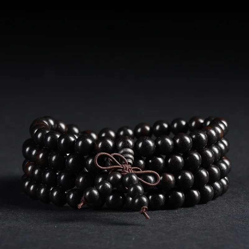 

BRO504 Natural Ebony 6mm Bracelets Buddha 216PCS Black Sandalwood Meditation Prayer Malas Smooth Round Beads