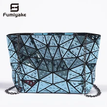 Модная женская сумка на цепочке, складные лазерные Сумки из искусственной кожи, сумка известного дизайнера, Геометрическая сумка на плечо, сумка-тоут с каплями дождя