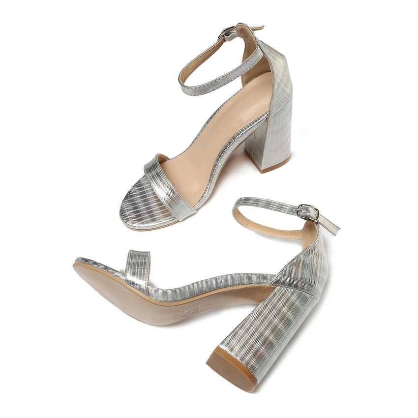 Size35-42 модная обувь Для женщин на высоких каблуках сандалии золотые Серебристые туфли-лодочки с завязками на лодыжках очень высокий каблук 10 см; квадратный каблук; женская обувь - Цвет: CGLX-P silver