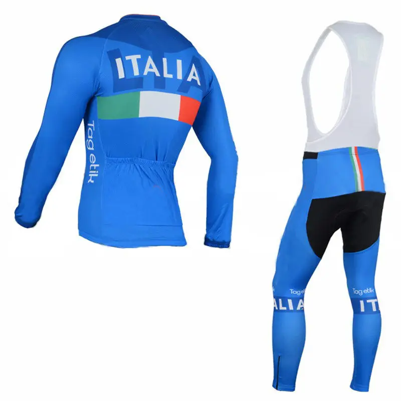 Italia синий зимний комплект флисовые утеплённые велосипедные одежда для велоспорта командная одежда для велоспорта велосипедная гоночная Спортивная одежда для велоспорта