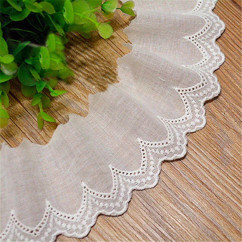 

New Arrival Off-white Cotton 100% Cloth Embroidery Lace Trim DIY Lace Fabric Width 6.5cm 10Yds/lot
