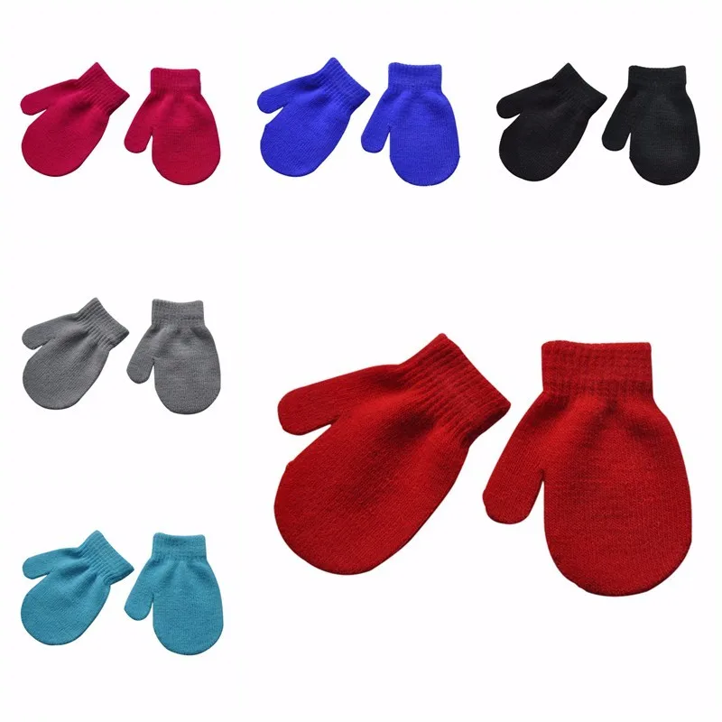 Детские вязаные перчатки детские волшебные перчатки для детей Детские эластичные вязаные зимние теплые перчатки красные, синие, серые