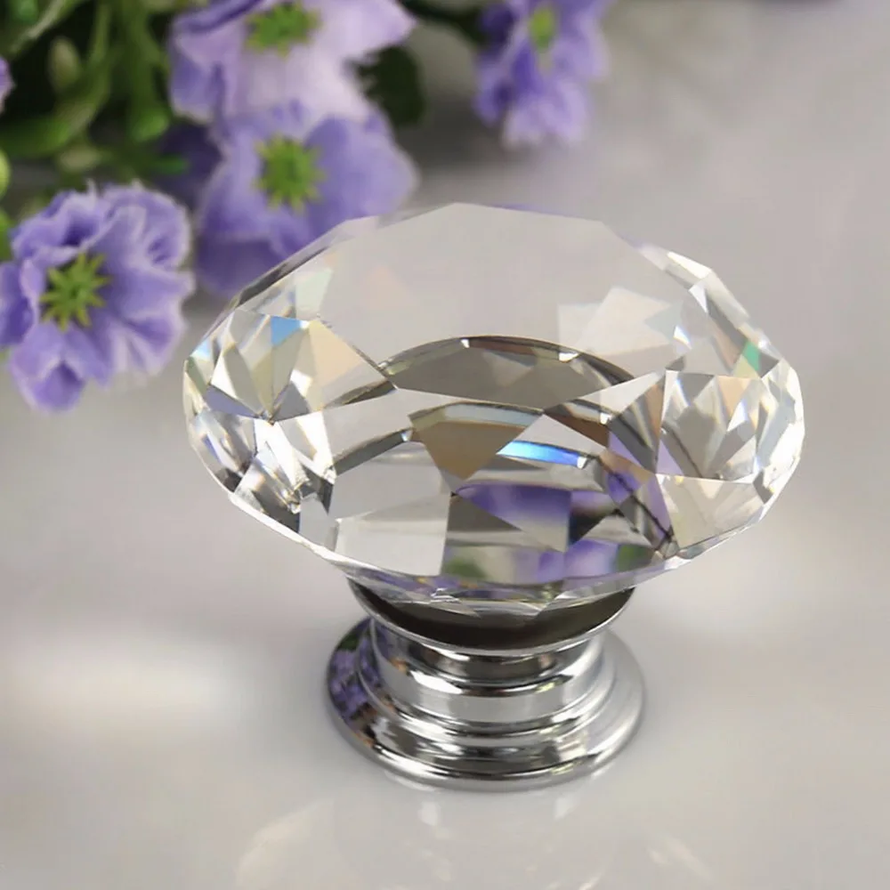 

1pcs 30mm Diamond Crystal Glass Alloy Door Drawer Manual Handle Bar Cabinet Wardrobe Pull Handle Knobs Light weight