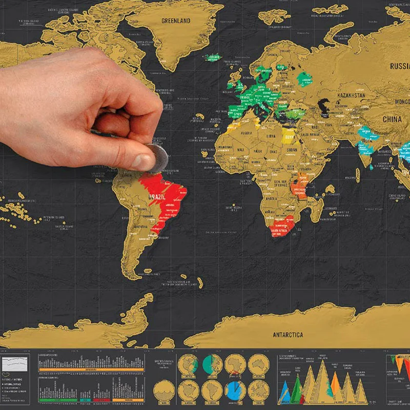 Home Decor Wall Stickers World Map Scratch Off Poster Personalized Foil