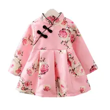 Платья для девочек; детская одежда на год г.; Детские платья для девочек в китайском стиле с принтом; Cheongsam; весеннее Сетчатое платье принцессы