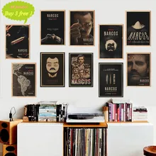 Cartel para pared decorativa Vintage de la serie de TV de Narcos de la temporada del crimen Columbia, carteles de decoración artísticos para bares en casa