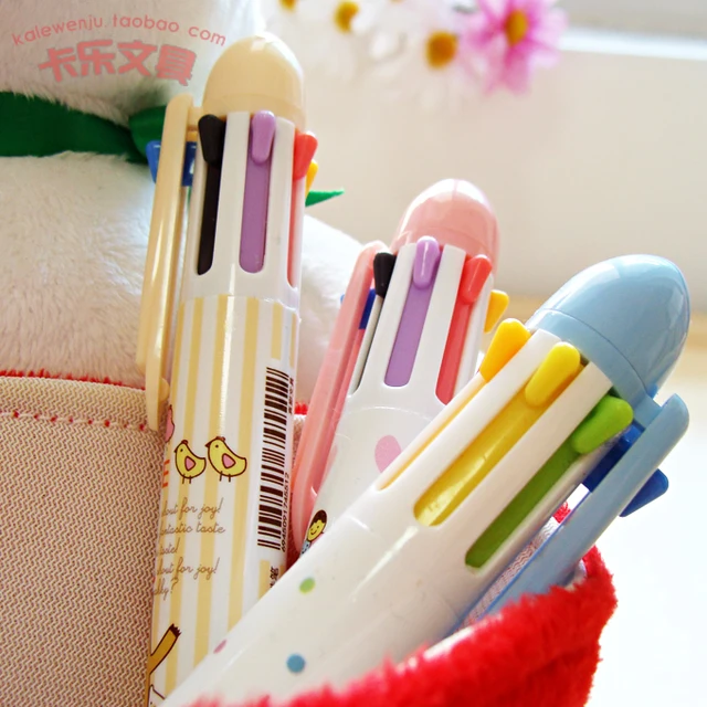 free shipping 10pcs lot new 7 colours ballpoint pen true color seven