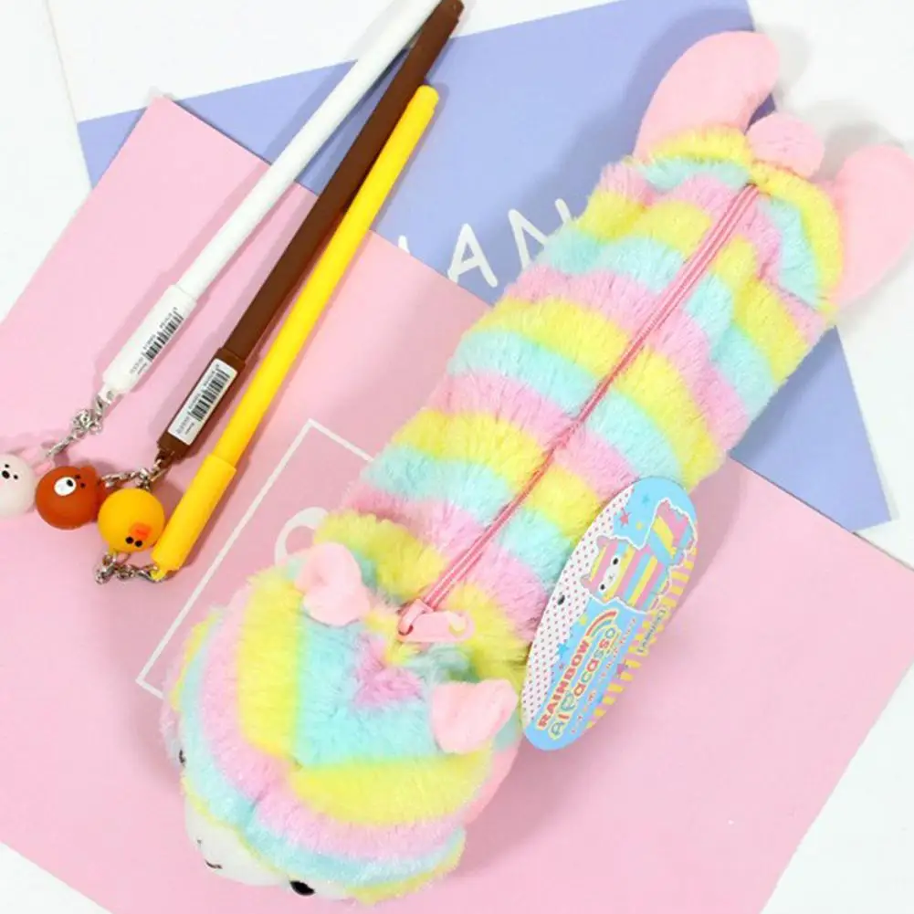 

Rainbow Alpaca Pencil Case Cute None Plush Doll Pen Bag Stationery Organizer Pencil Pouch r20