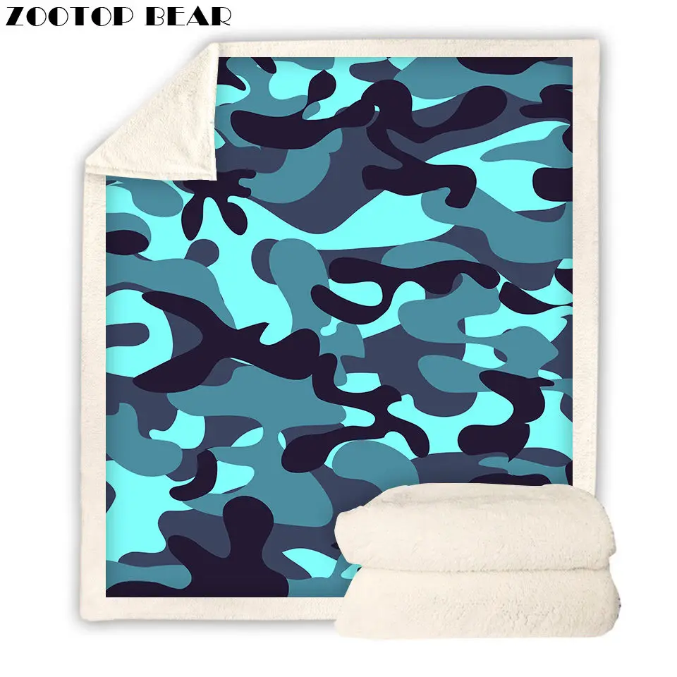 Newest Camouflage Throw Blanket 3D Print Plush Adult Picnic Soft Sherpa Fashion Office Travel Boy Couch Quilt Kids Drop Shipping | Дом и сад