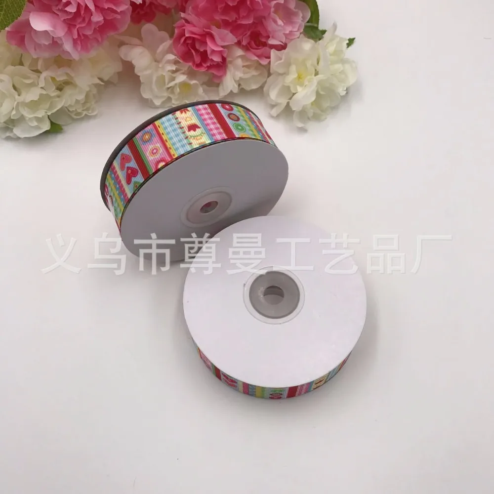 

DIY Silk Bandwidth 2.5cm Digital Printing Crafts Edging With Sublimation Line Love Striped Ribbon Clothing Material Accessories