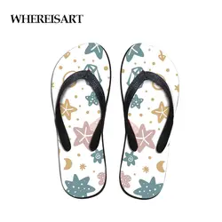 WHEREISART 2019 для женщин сланцы каракули узор сандалии для девочек обувь граффити вьетнамки женские на платформе Sandalias Mujer домашние тапочки