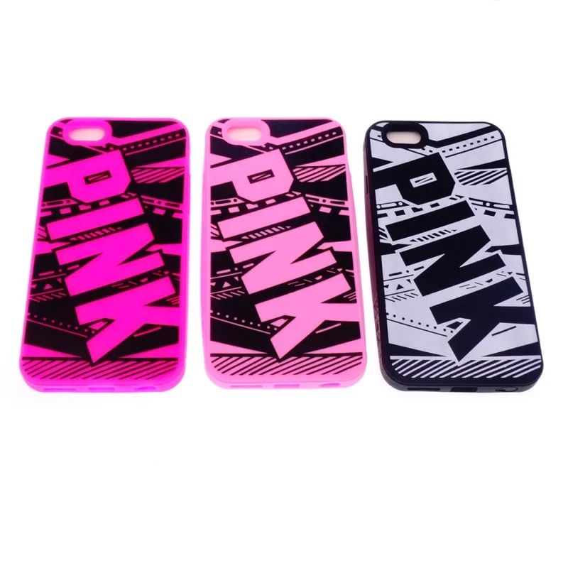 

Cute Fashion Flat PINK Letters Victoria Style Soft Rubber Silicone Cover for iPhone 6 6S 6G 4.7'' Inch Phone Protective Case