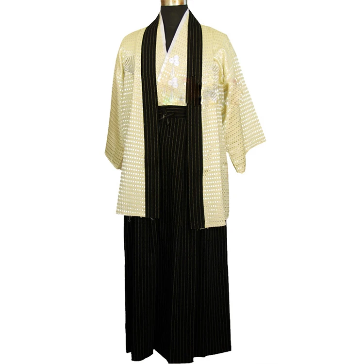 Сценические костюмы японского самурая кимоно человек черный Халат косплэй Винтаж костюмы в японском стиле торжественное платье