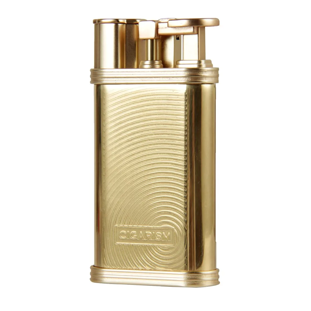 

CIGARISM Gold Ripple Pattern Zine-alloy 1 Torch Jet Flame Professional Cigar Lighter