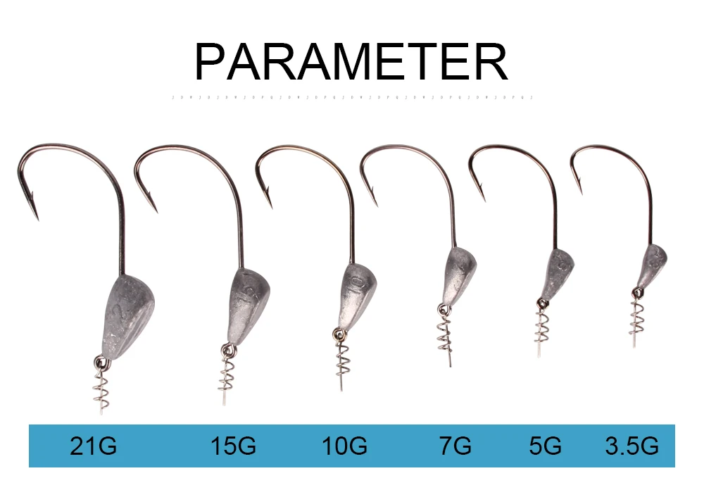 High Quality Carbon Steel Jig Head Lead Head Hook 3.5g 5g 7g 10g 15g 21g Barbed Hook Soft Worm Lure Fishing Hooks  (6)