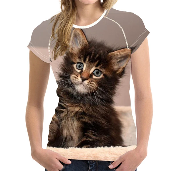 T-shirt  Tunic Large khaki woman Serigraphie Felis Cat