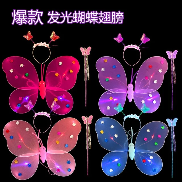 Girl Gift Kid Glowing Lighting Butterflies Wings Toy Light Children Show Angel Toys Costumes