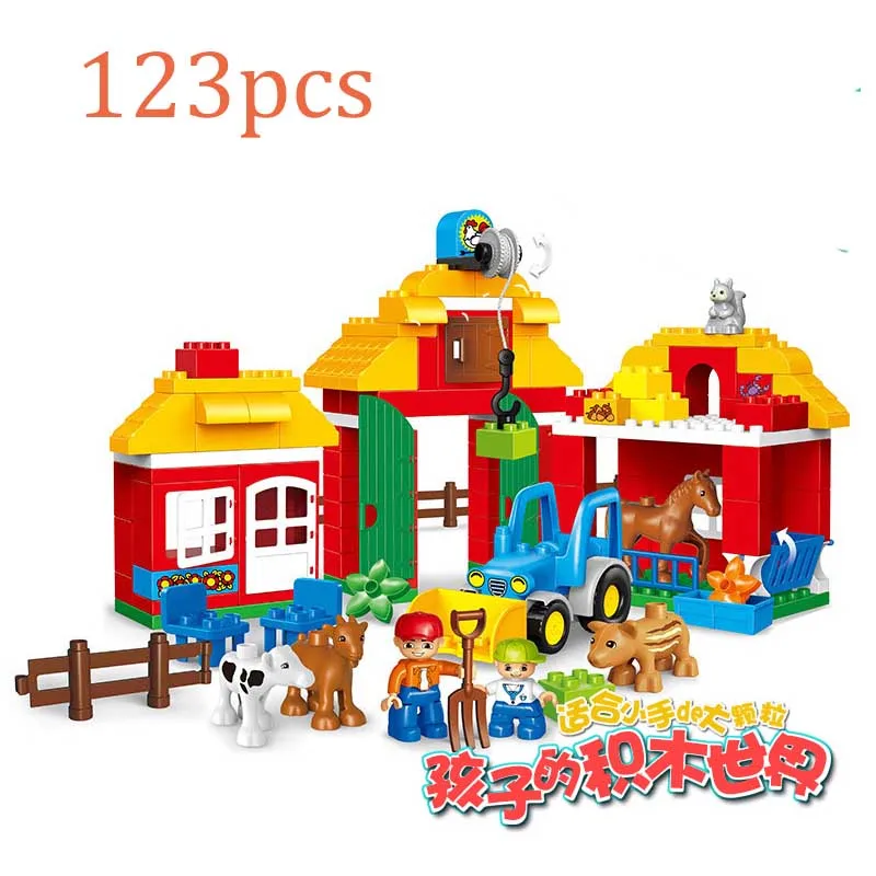 

123Pcs Large particles DIY Happy Farm Animal Sheep Building Blocks Bricks Educational Baby Toys Compatible Duplo