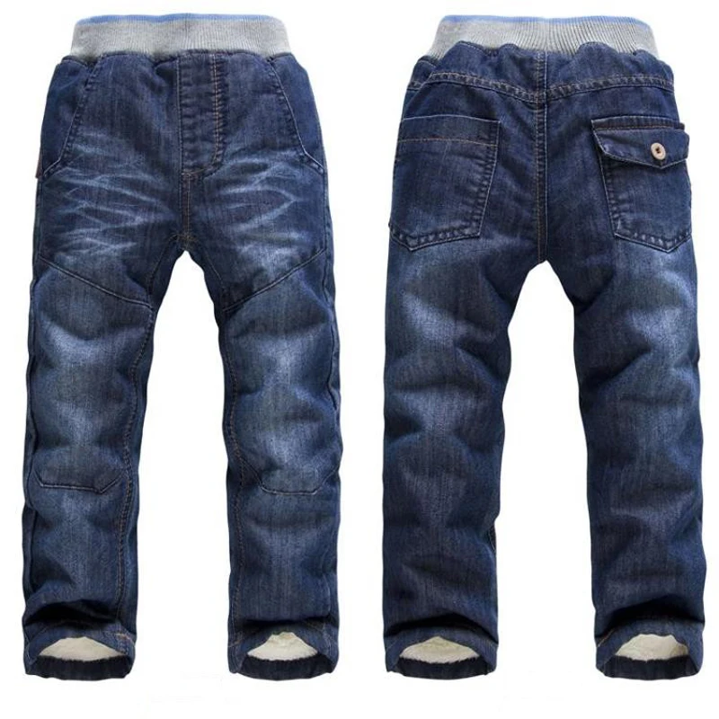 BibiCola Boys Winter Pants Boys and Velvet Padded Denim Trousers Casual