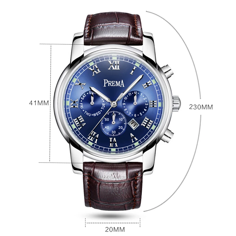 Prema мужские часы люксовый бренд из нержавеющей стали водонепроницаемые кварцевые брендовые наручные часы мужской браслет наручные часы подарок часы