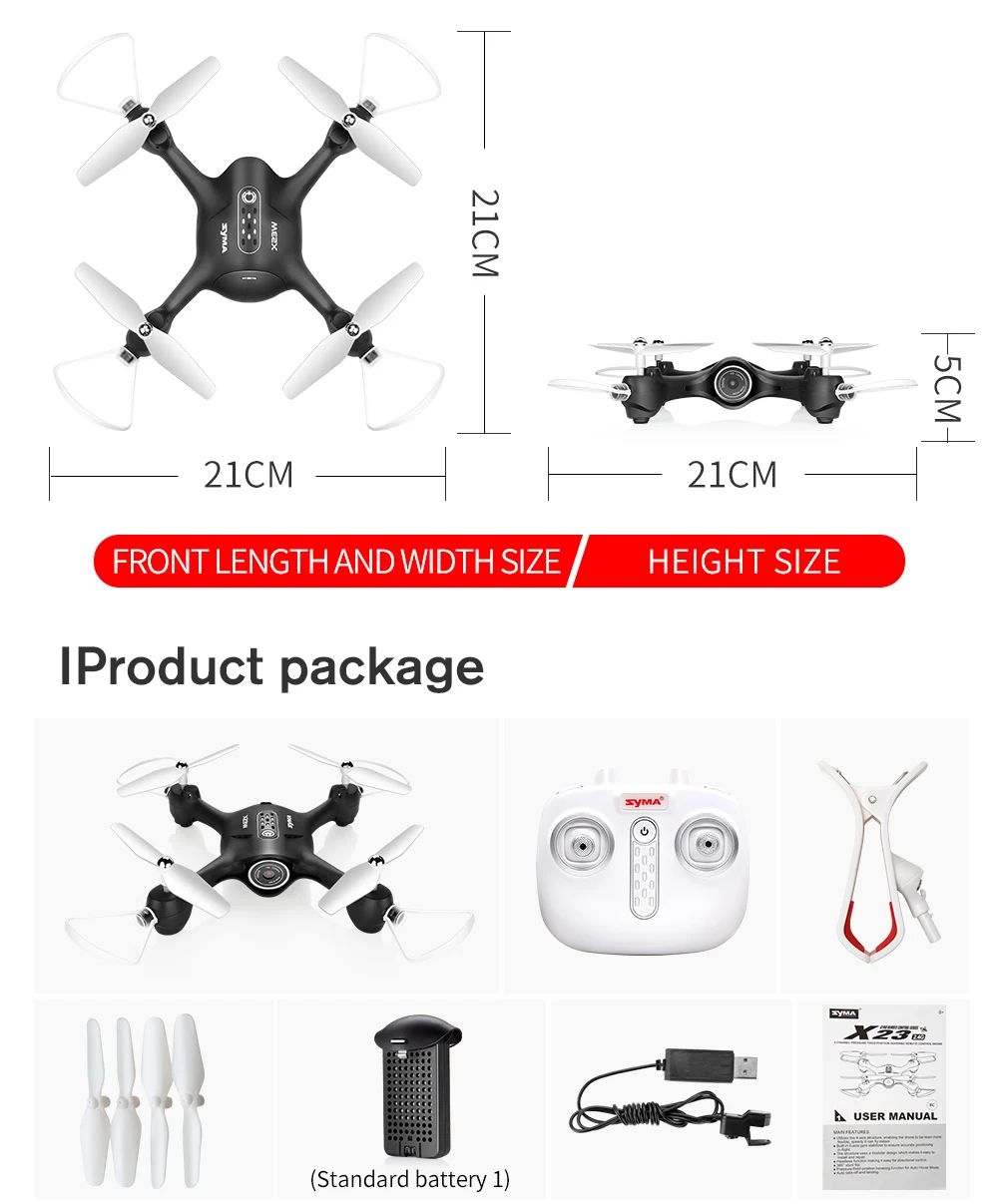 SYMA X23W мини набор высота RC вертолет Квадрокоптер Дрон FPV Wifi в режиме реального времени Трансмиссия Безголовый режим Hover дроны