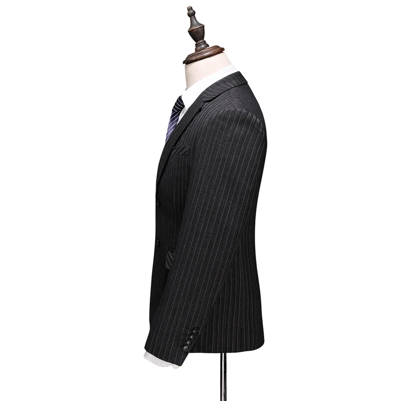 (Blazer+Vest+Pants) Mens Wedding Suit Male Blazers Slim Fit Suits for Men Costume Business Formal Party Classic  Gray / S-5XL