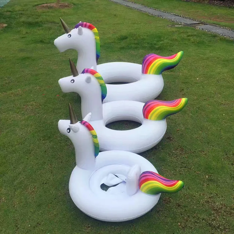 Inflatable Unicorn Swimming Ring 120CM Giant Pool Float Summer Pool Baby In Water Child Rainbow Horse Floating Row unicorn (9)