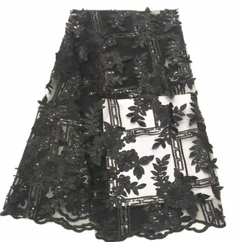 

African Lace Fabric 2019 Embroidered Nigerian Laces Fabric High Quality French Tulle Lace Fabric sequins For Women Dress B83-44