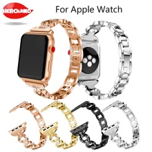 Браслет ремешок из нержавеющей стали для Apple Watch Band Rhinestone Diamond 38 мм/42 мм металлические умные часы ремешок для iwatch Series 3 2 1