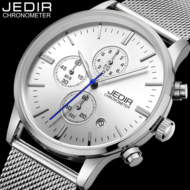 

JEDIR Mens Watches Stainless Steel Mesh Band Quartz Watch Men Fashion Analog Clock relogio masculino erkek kol saati gift O08
