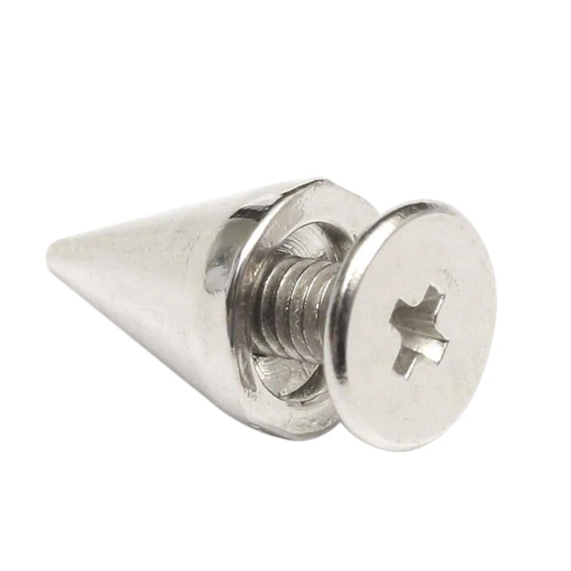 

Silver Rivets Cone Shape Spikes Screwback Studs DIY Craft Cool Punk Metal Fixing Tool Kit for Belts Jackets Leather Crafts