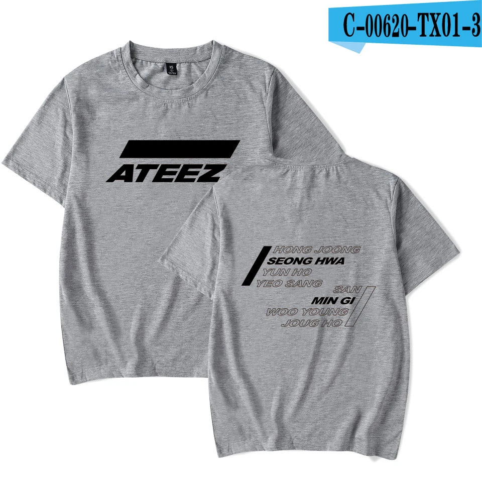 ATEEZ повседневные футболки с принтом женская и мужская одежда летняя Горячая Распродажа Топы с коротким рукавом Kpops футболки размера плюс - Цвет: TX01-3