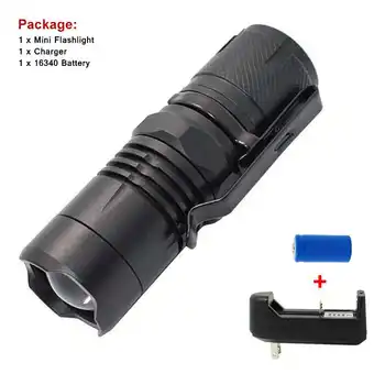 

WasaFire Portable LED Flashlight 1000 Lumens XM-L L2 LED Tactical Torch LED Torch Penlight Lanterna With 16340 Battery + Charger