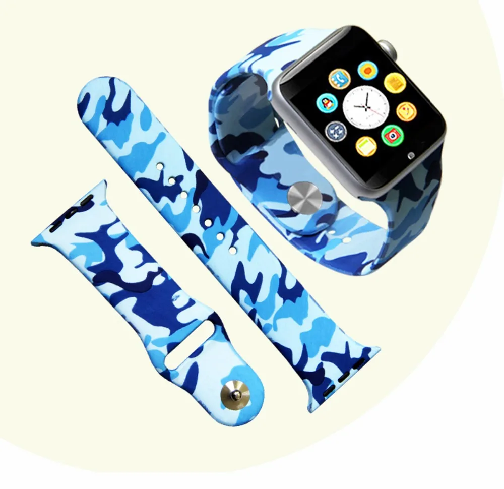 Камуфляжный силиконовый ремешок для Apple Watch 4 44 мм 40 спортивный браслет iWatch серии 3