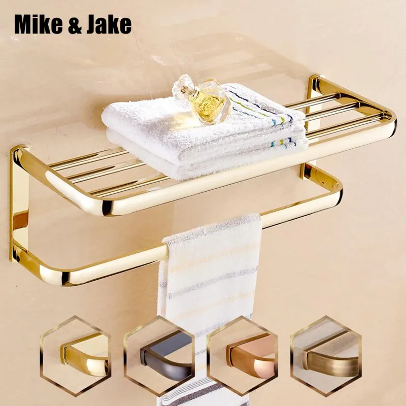 Bathroom gold towel shelf European Copper Towel Rack Golden Towel Rack
