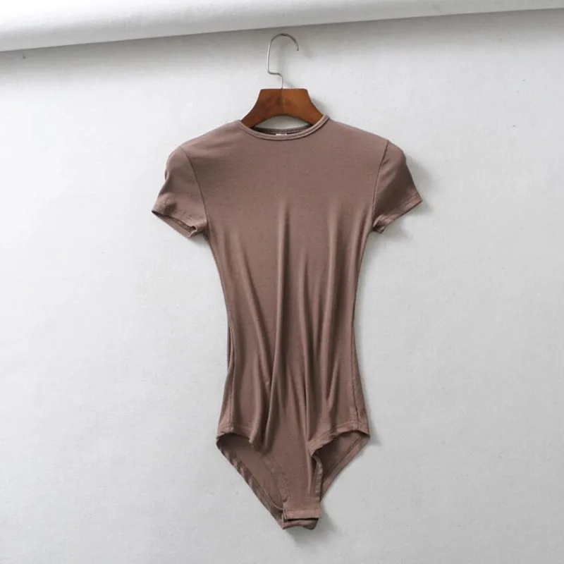 

5 colors 2019 New Sexy O neck Short sleeve Jersey Bodysuit Woman Tight Short Jumpsuit Slim fit Rompers Playsuits High Street