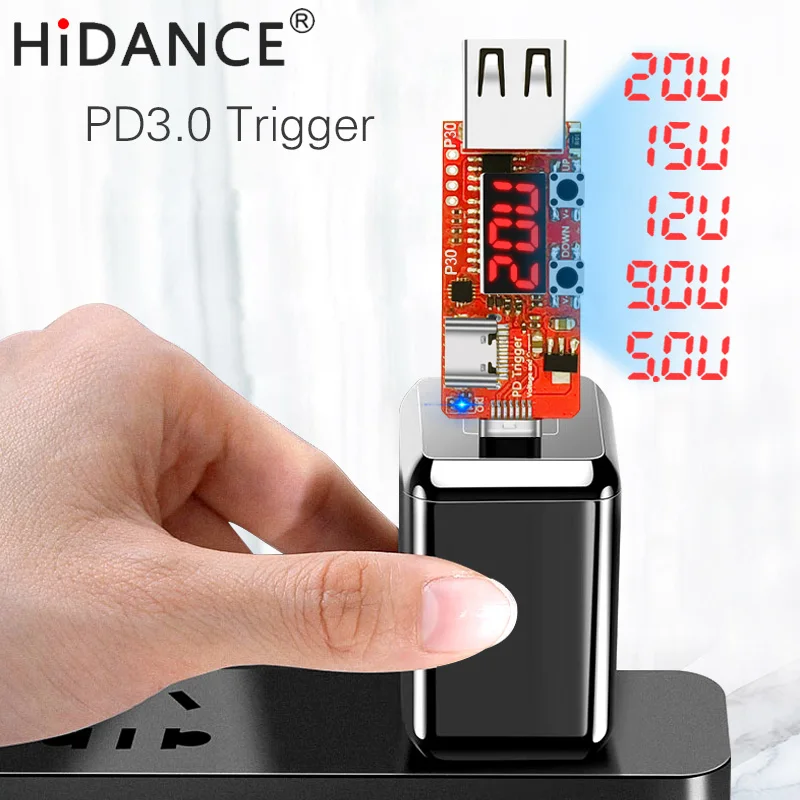 

HiDANCE PD protocol type-c charger PD2.0 automatic voltage detector 5V9V12V15V20V for xiaomi PD charger trigger Fixed voltage