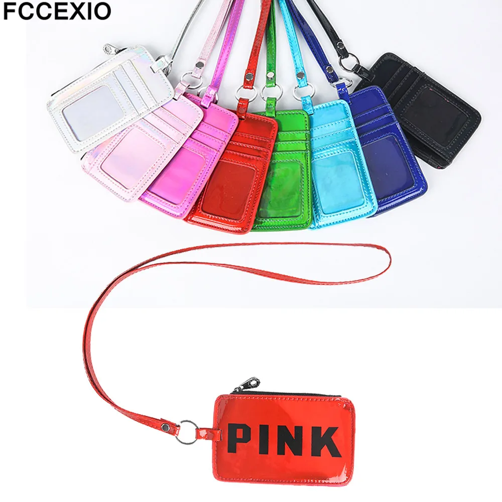 

FCCEXIO 8 Colors Pink Letter Wallets & Holders Fashion Unisex Card & ID Holders Bags PU Waterproof Easy Carry Pink Coin Purse