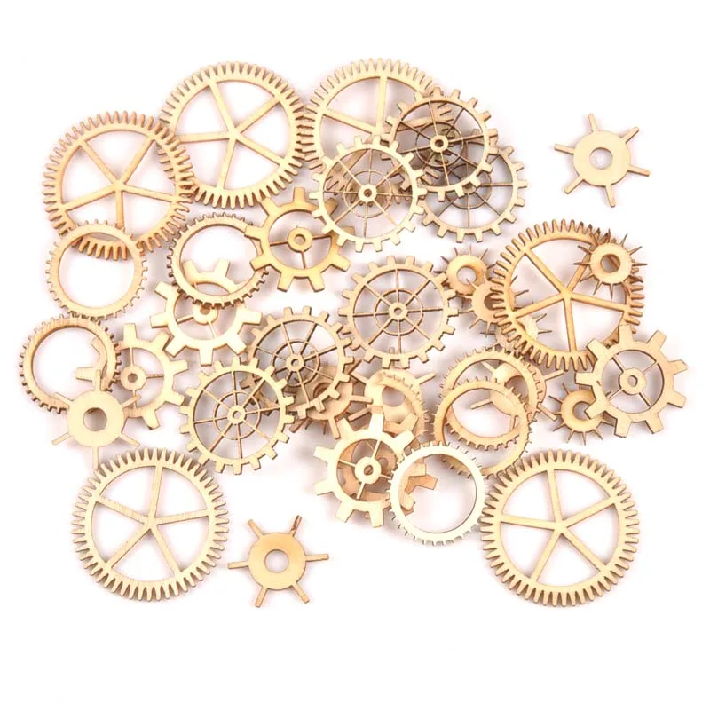 

72Pcs mixed natural Wooden gear Wheel Scrapbooking Craft for Embellishments Handmade Accessory Home Decoration 20-40mm MT1653