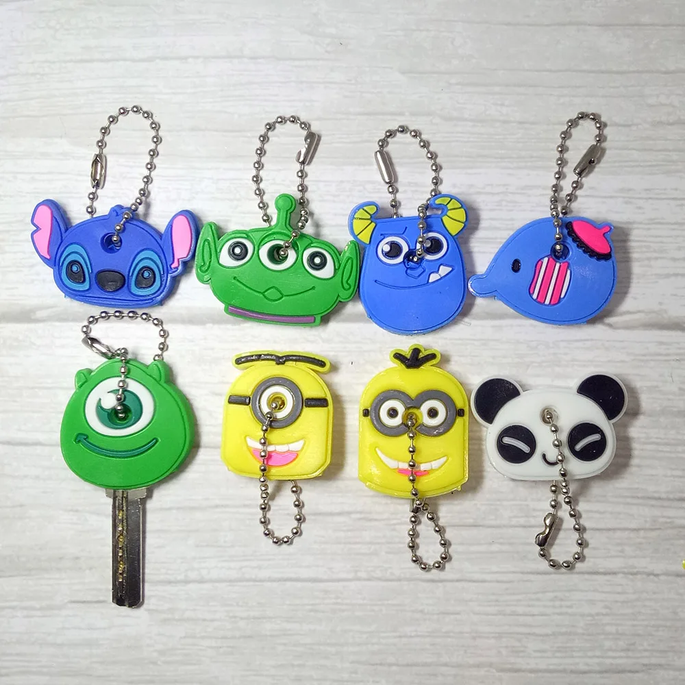 

8 pcs cartoon Silicone keychain Protective key Case Cover For key Control Dust Cover Holder Organizer Home Accessories Supplies