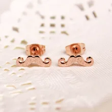 Юн РУО усы Форма Серьги Новое поступление модные женские Титан Сталь розовое золото Цвет ювелирные рождения не выцветает