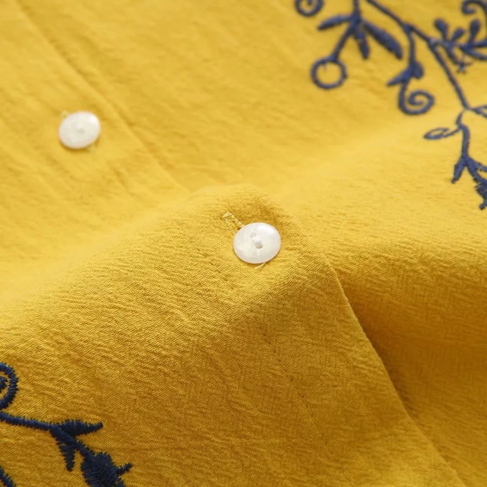 Plus size ruffled collar long sleeve blouses women 2018 Embroidered white & dark blue & yellow shirt Spring & autumn ladies tops Plus size ruffled collar long sleeve blouses women 2018 Embroidered white & dark blue & yellow shirt Spring & autumn ladies tops