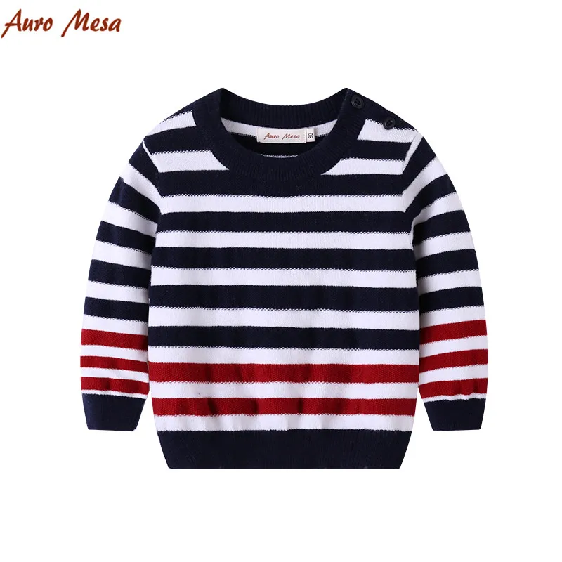 New Spring Boy Pullover Striped Knitted Sweater Wool Toddler Knitwear