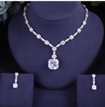 

ACCKING Luxury Bridal full Cubic Zirconia Necklace Heart For Women Luxury Dubai African CZ Stone Wedding Jewelry Sets