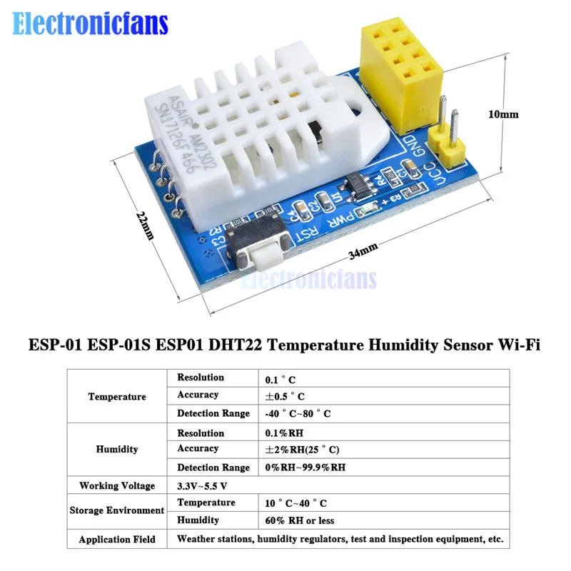 ESP8266 ESP-01 ESP-01S ESP01 DHT22 AM2302 Цифровой Датчик температуры и влажности Wifi модуль Замена SHT11 SHT15 высокая точность